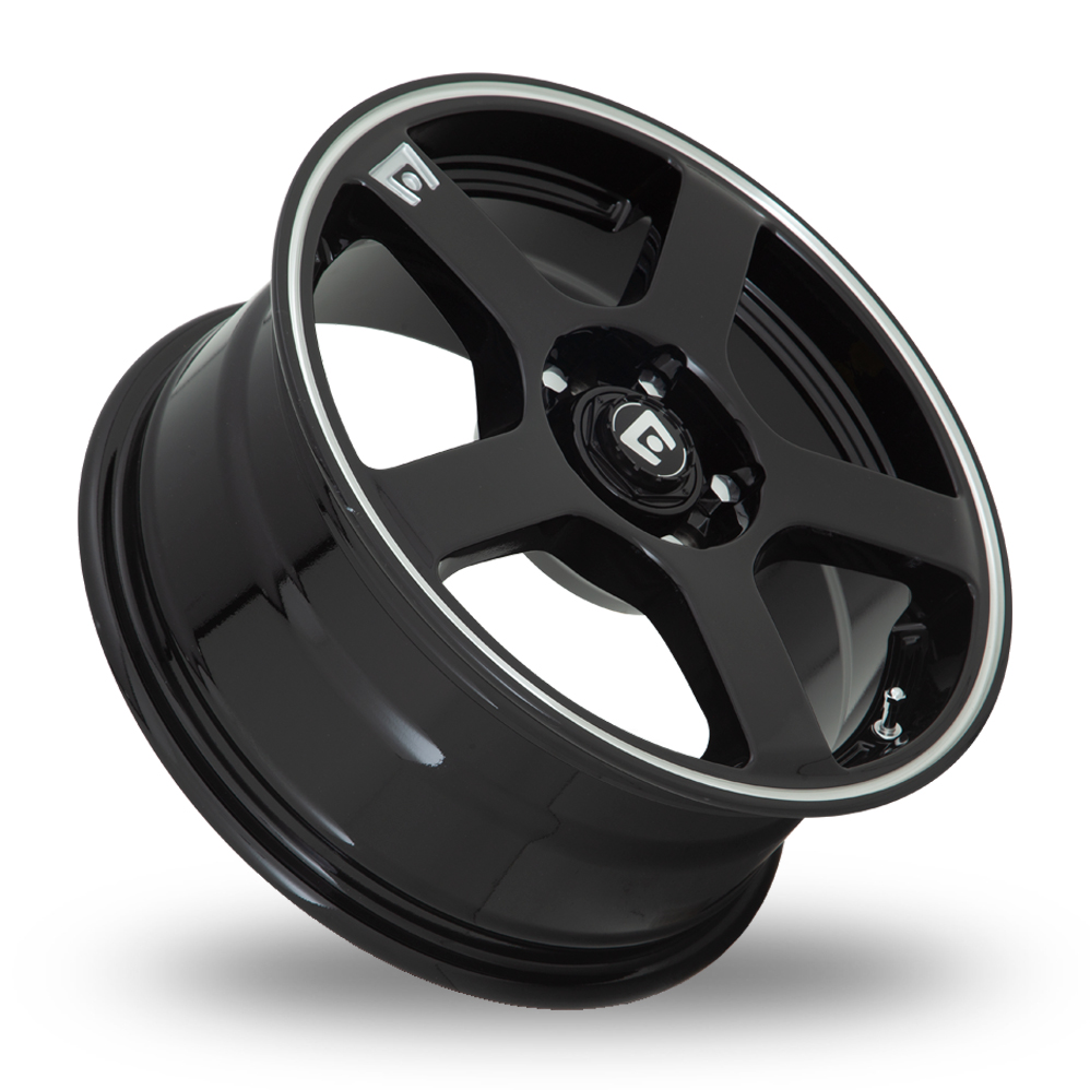 16" Motegi Racing MR116 FS5 Gloss Black With Machined Flange Alloy Wheels