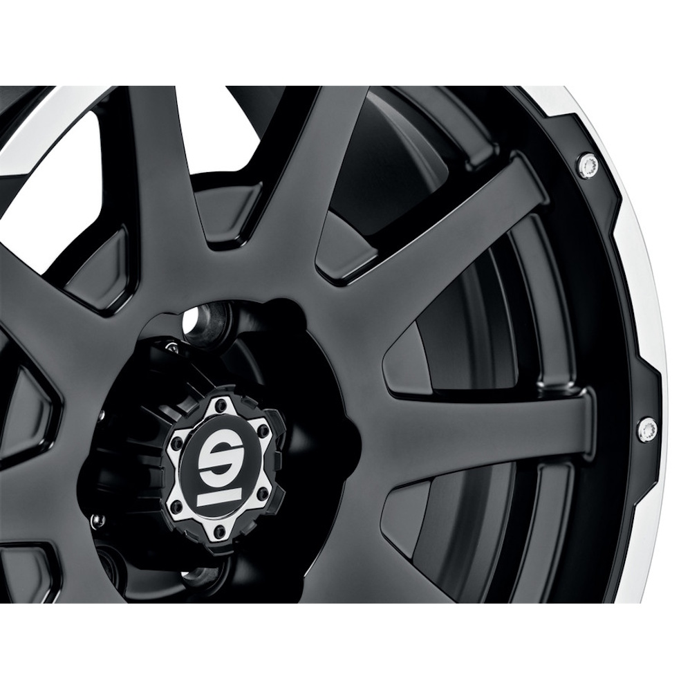 17" Sparco Dakar Matt Black Lip Polished Rivets Alloy Wheels