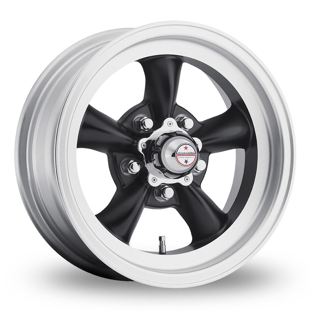 American Racing Vintage VN105 Torq Thrust D (USA Warehouse) Satin Black With Machined Lip Alloy Wheels