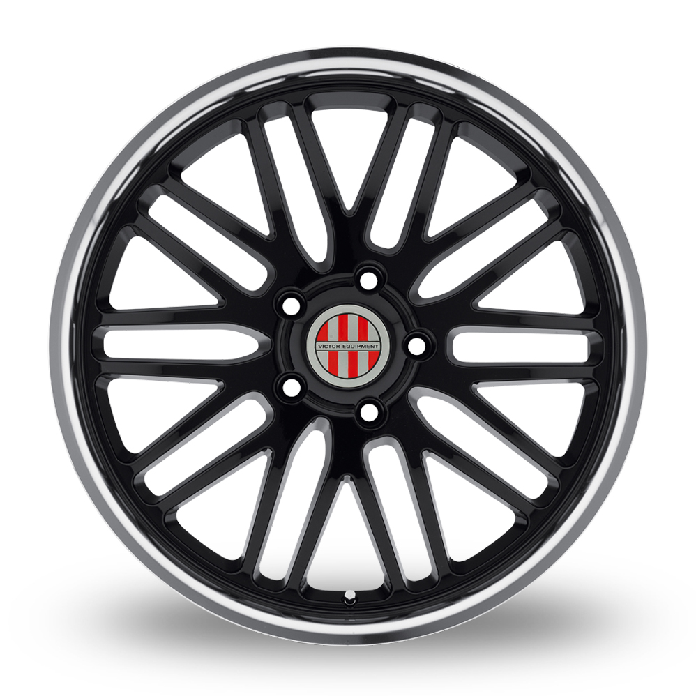 19" Victor Equipment Lemans Gloss Black With Mirror Cut Lip Alloy Wheels