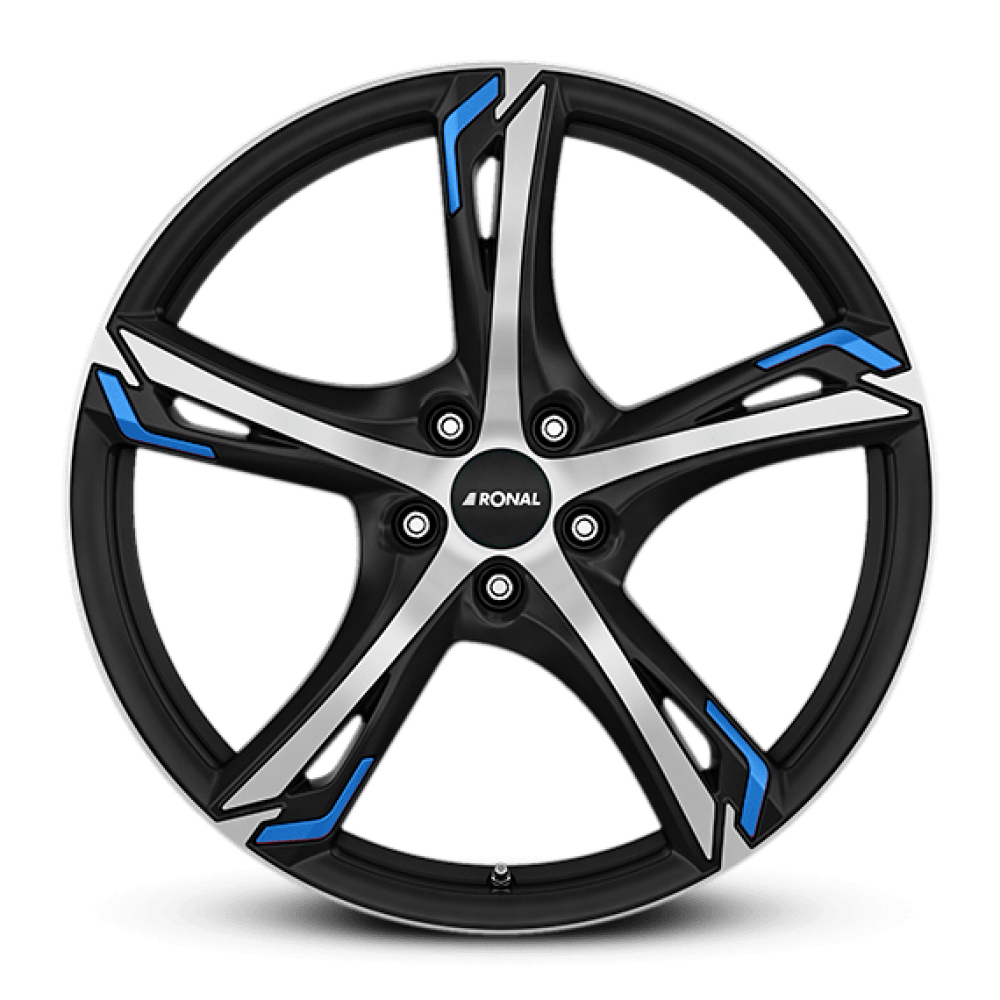 20" Ronal R62 Blue Matt Black Polished Blue Alloy Wheels