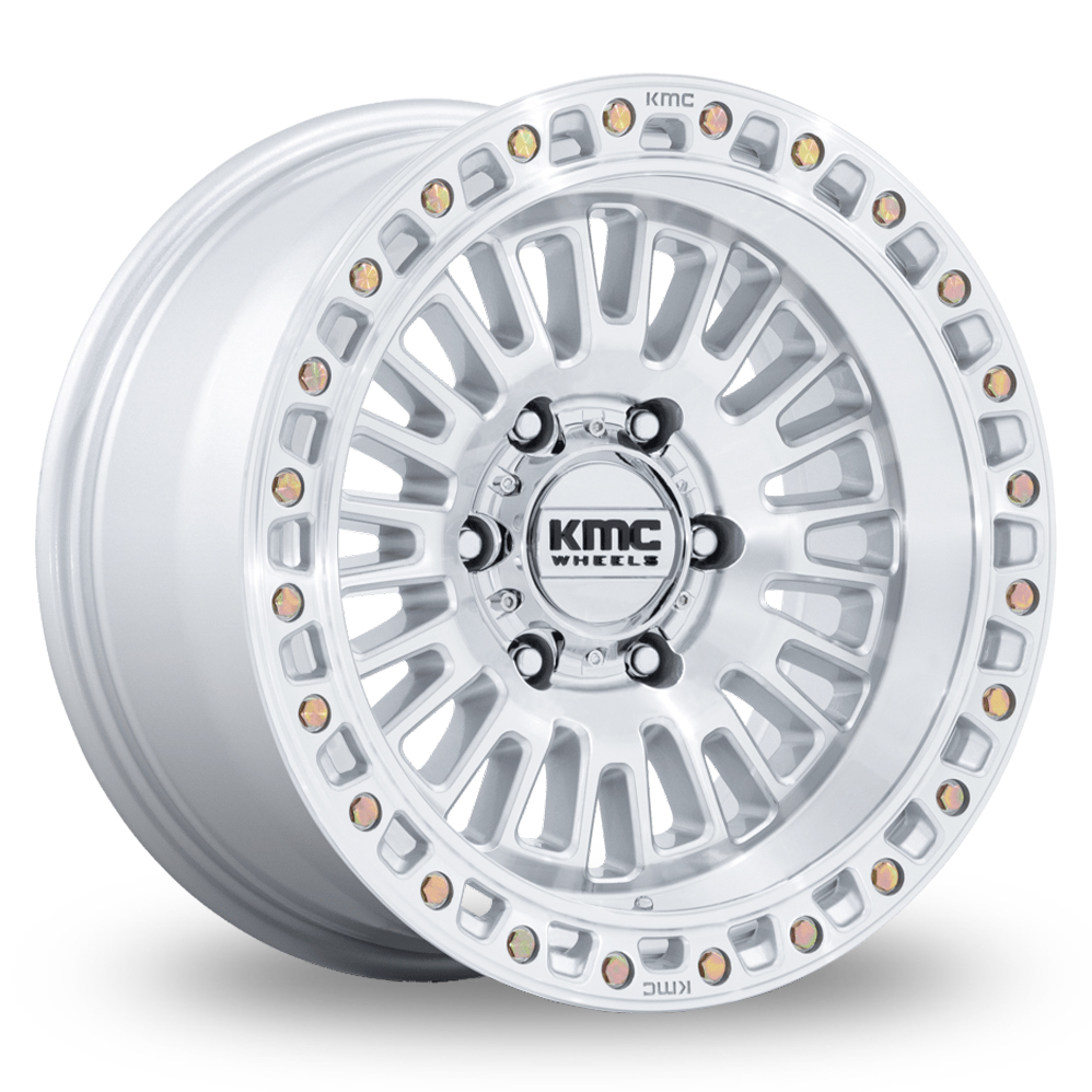 KMC KM554 Aztec (USA Warehouse) Gloss Silver With Machined Face Alloy Wheels