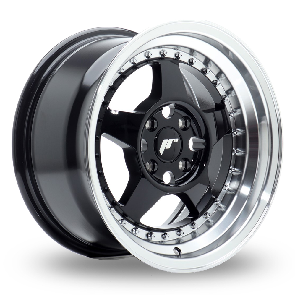 Japan Racing JR6 (8x15) Gloss Black Machined Lip Alloy Wheels