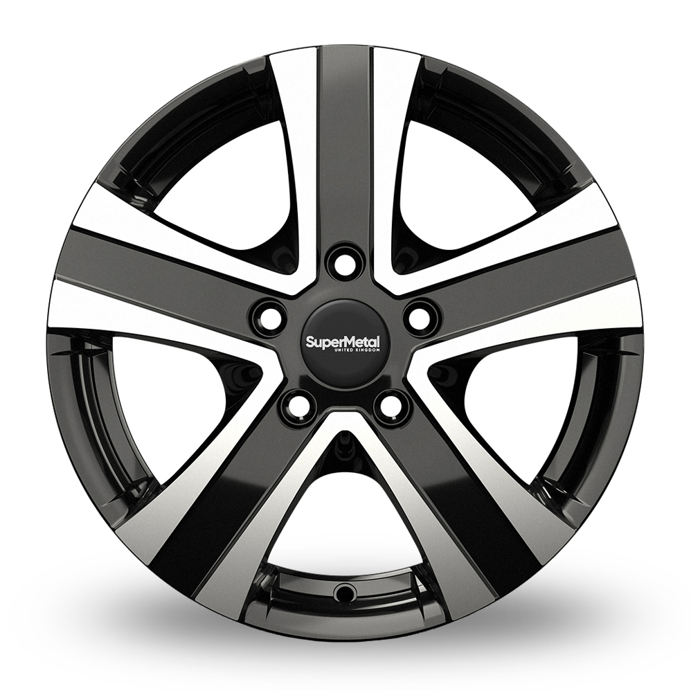 16" SuperMetal Hammer Black Polished Alloy Wheels