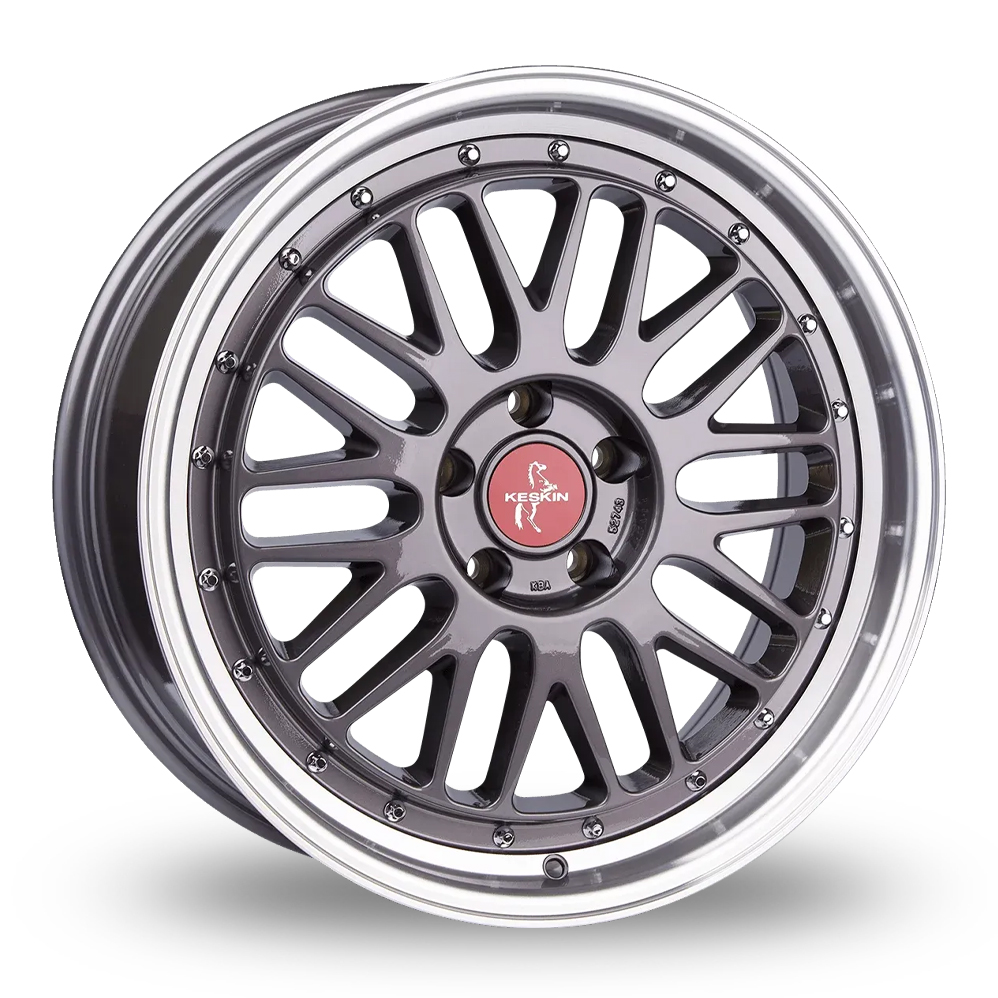 Keskin Tuning KT22 Titan Grey Polished Lip Alloy Wheels