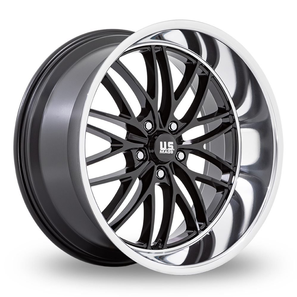 US Mags U138 Santa Cruz (USA Warehouse) Gloss Black With Diamond Cut Lip Alloy Wheels