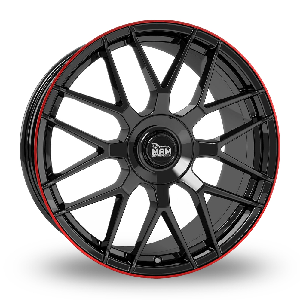 MAM GT1 Gloss Black Red Lip Alloy Wheels