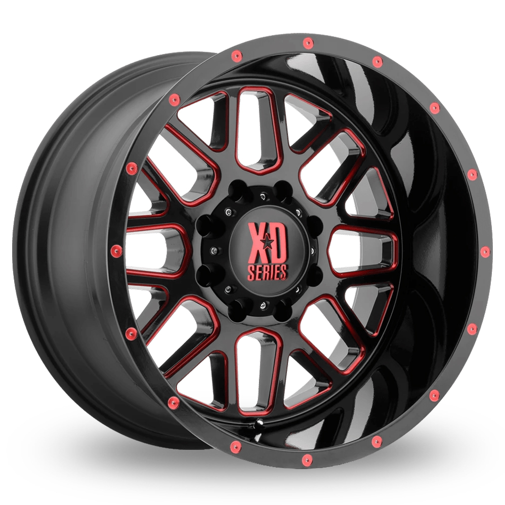 XD XD820 Grenade Satin Black Milled With Red Tinted Clear Coat Alloy Wheels