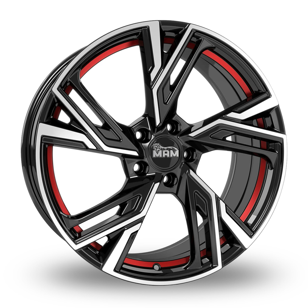 MAM RS5 Black Polished Red Inside Alloy Wheels