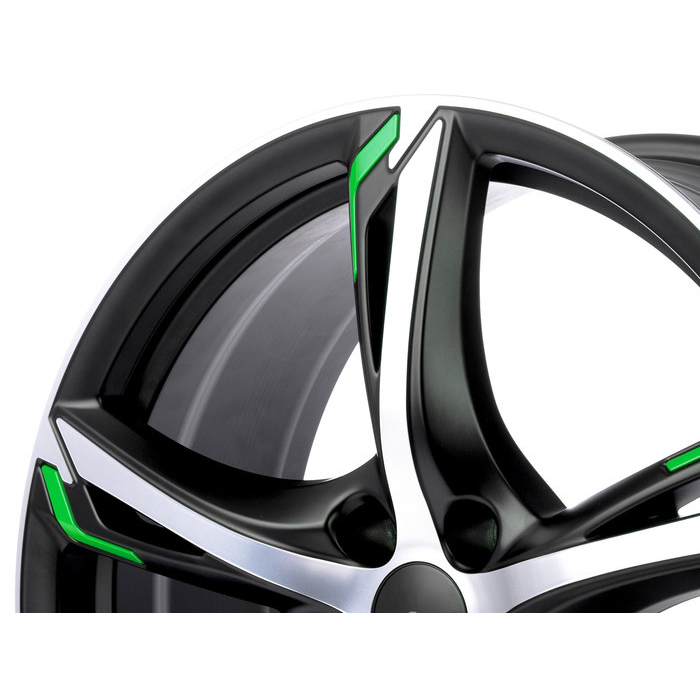 20" Ronal R62 Green Matt Black Polished Green Alloy Wheels