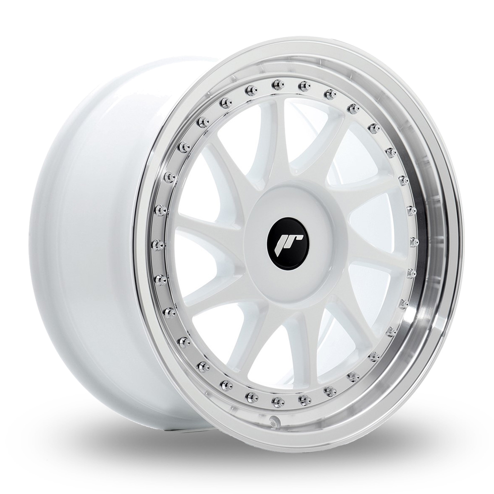 Japan Racing JR26 (8x17) (Custom Fitment) White Machined Lip Alloy Wheels