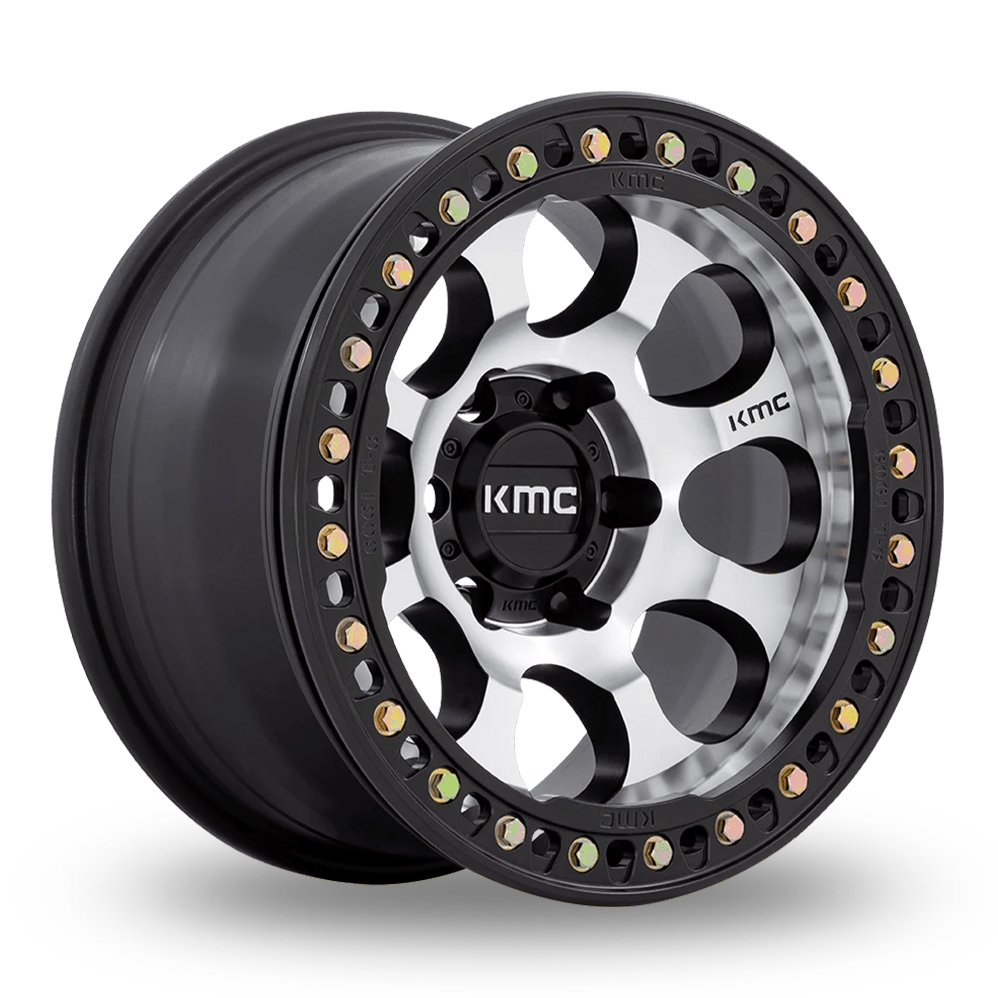 KMC KM237 Riot Beadlock (USA Warehouse) Machined Face Satin Black Windows & Ring Alloy Wheels