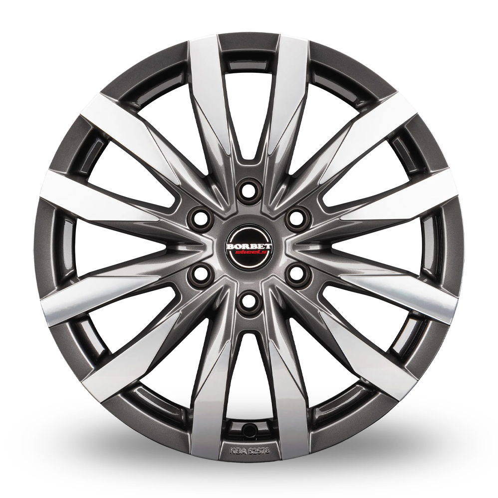 16" Borbet CW6 Gloss Anthracite Polished Alloy Wheels