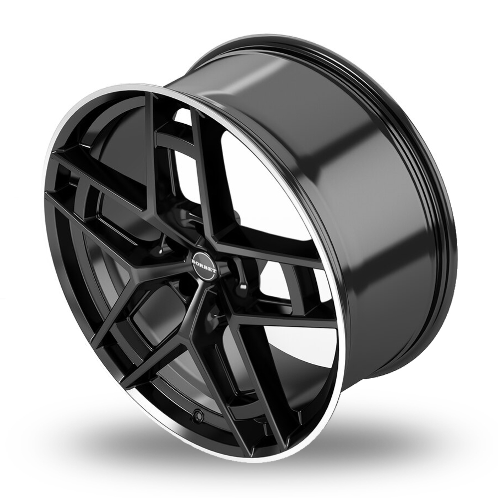 24" Borbet TF Black Rim Polished Glossy Alloy Wheels