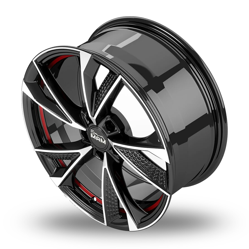 16" MAM RS6 Black Polished Red Inside Alloy Wheels