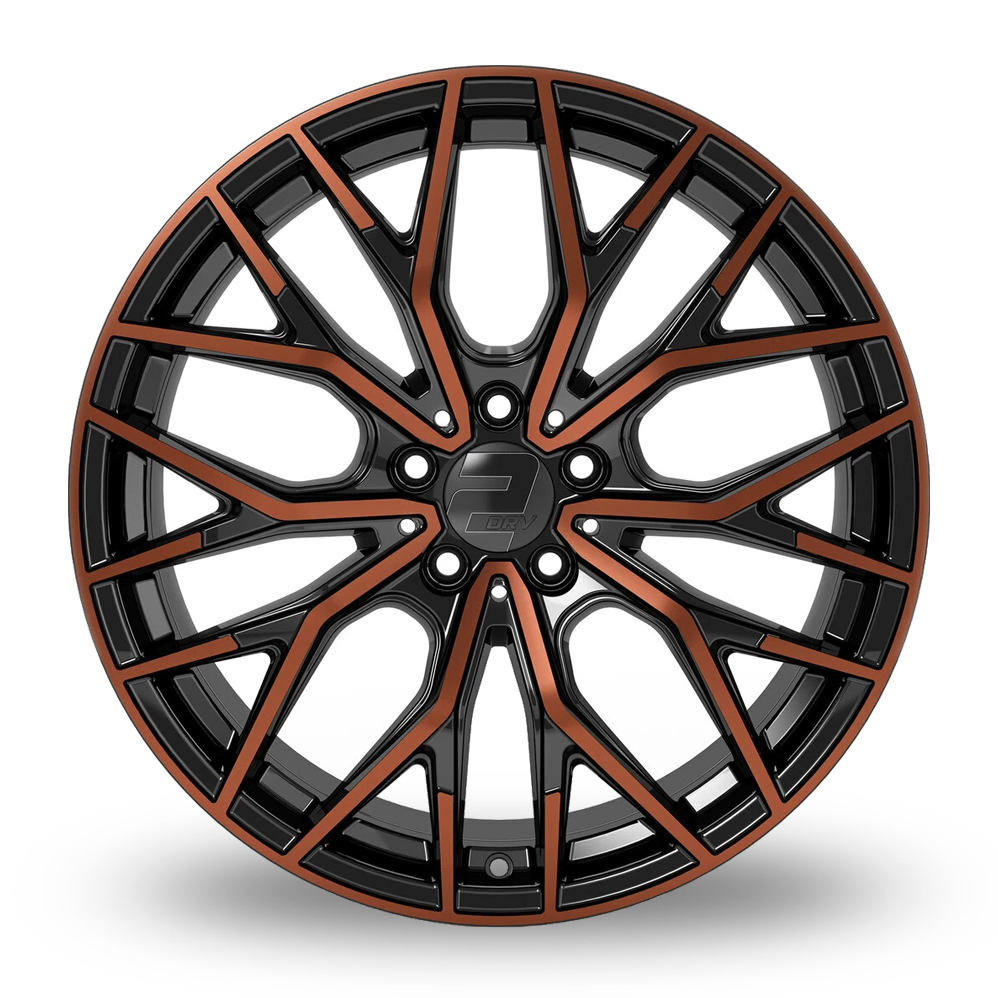 18" 2DRV WH37 Gloss Black Polished Copper Face Alloy Wheels