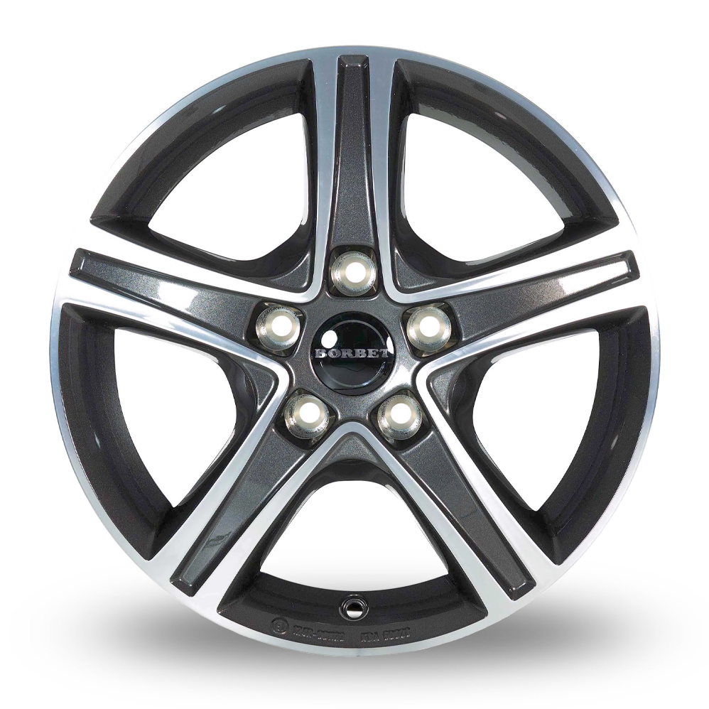 16" Borbet CWD Gloss Anthracite Polished Alloy Wheels