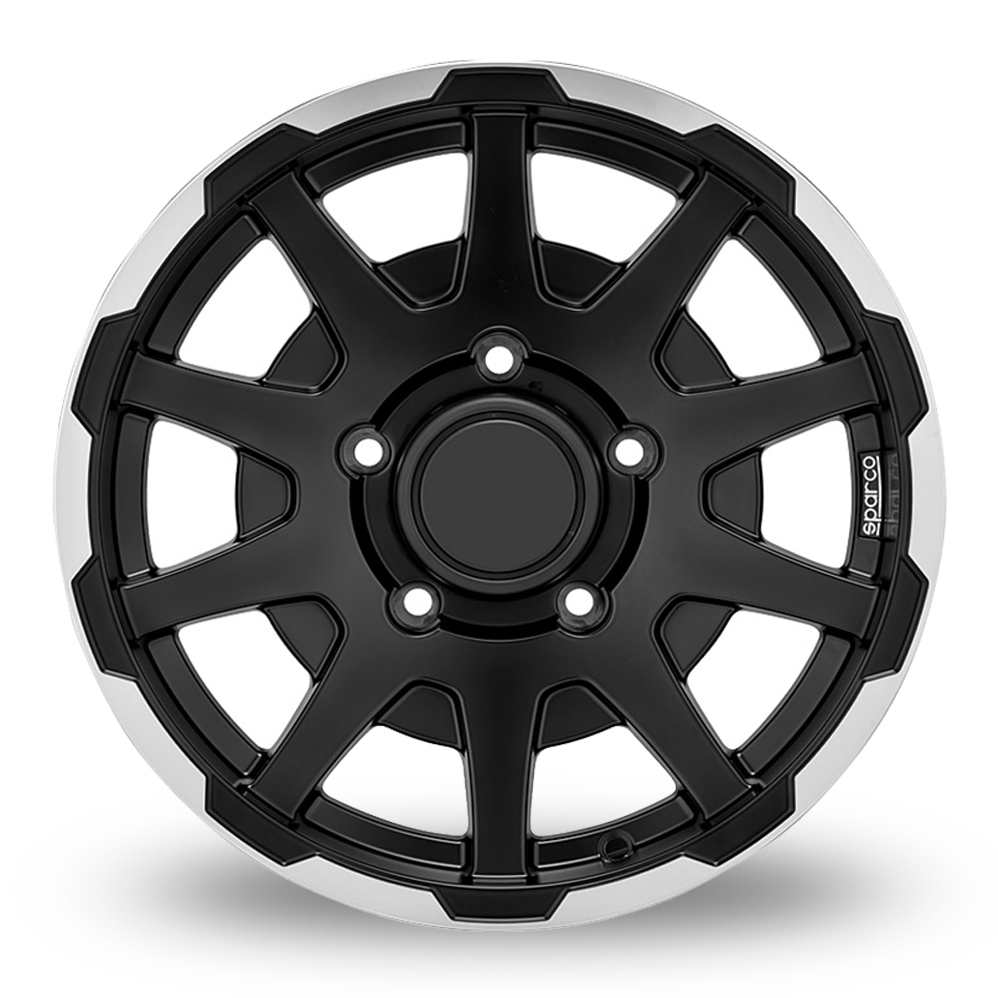 16" Sparco Dakar Matt Black Polished Lip Alloy Wheels