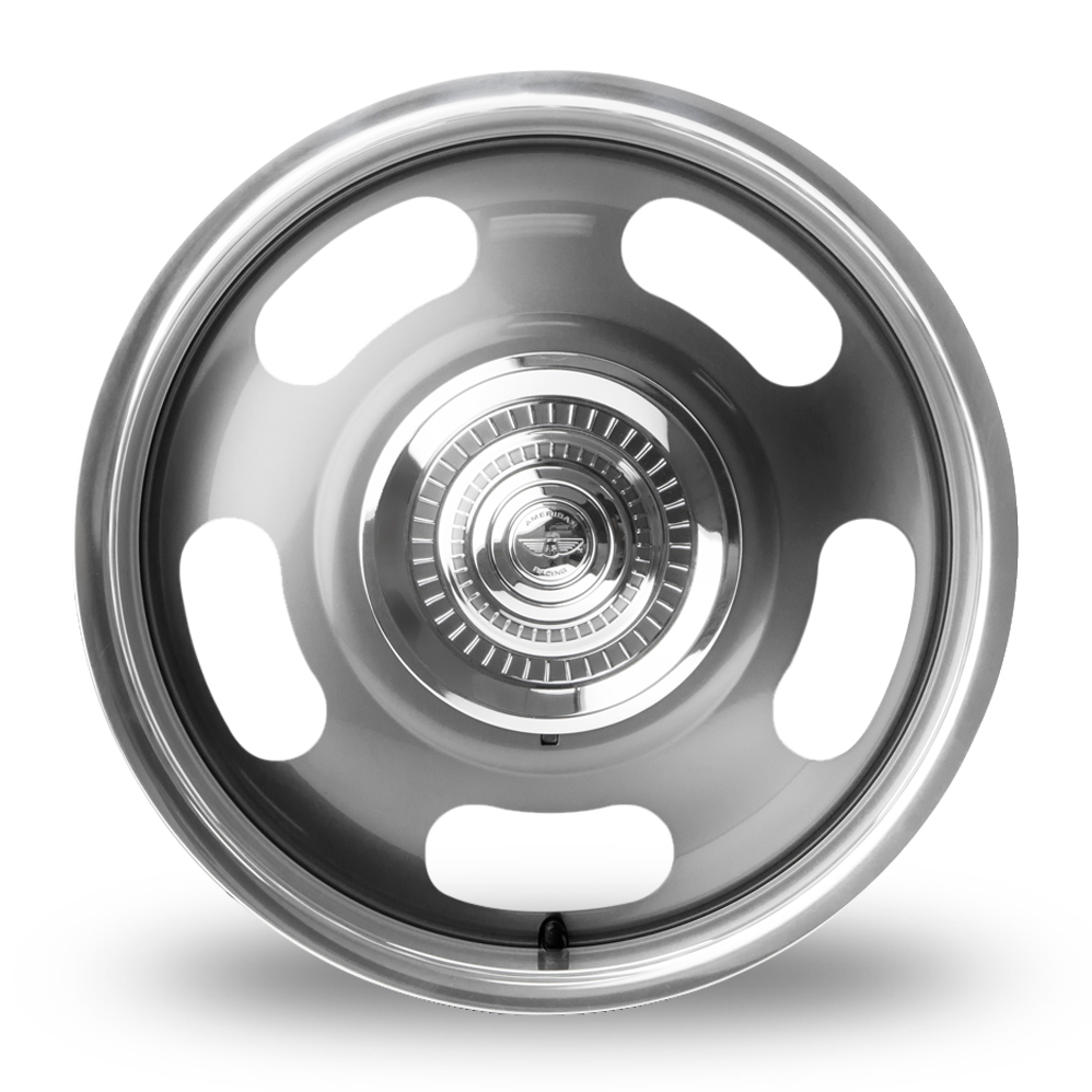 20" American Racing Vintage VN506 Rally (USA Warehouse) Mag Gray Center With Polished Lip Alloy Wheels