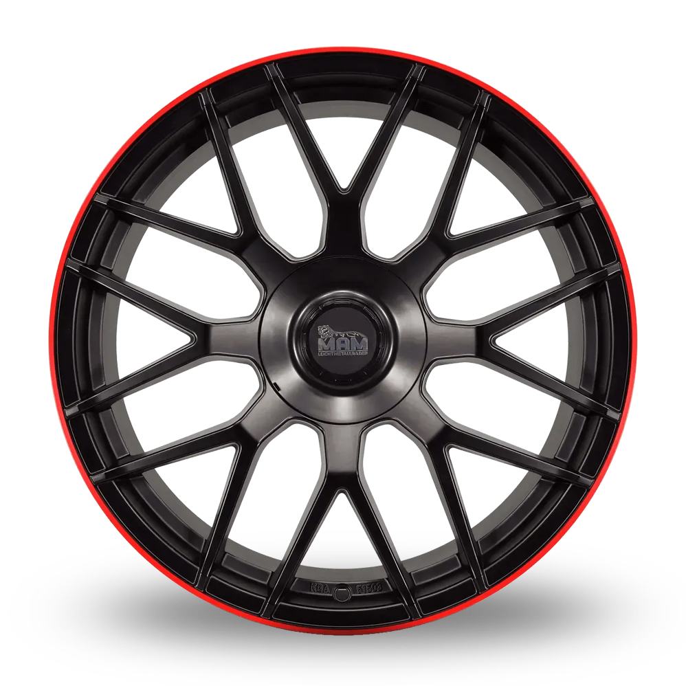 18" MAM GT1 Matt Black Lip Red Alloy Wheels