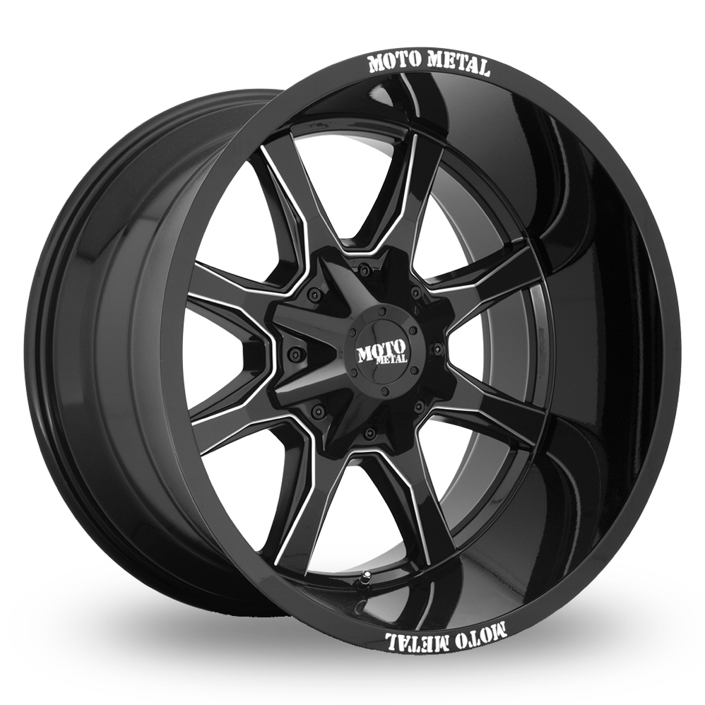 Moto Metal MO970 (USA Warehouse) Gloss Black With Milled Spoke & Moto Metal ON Lip Alloy Wheels