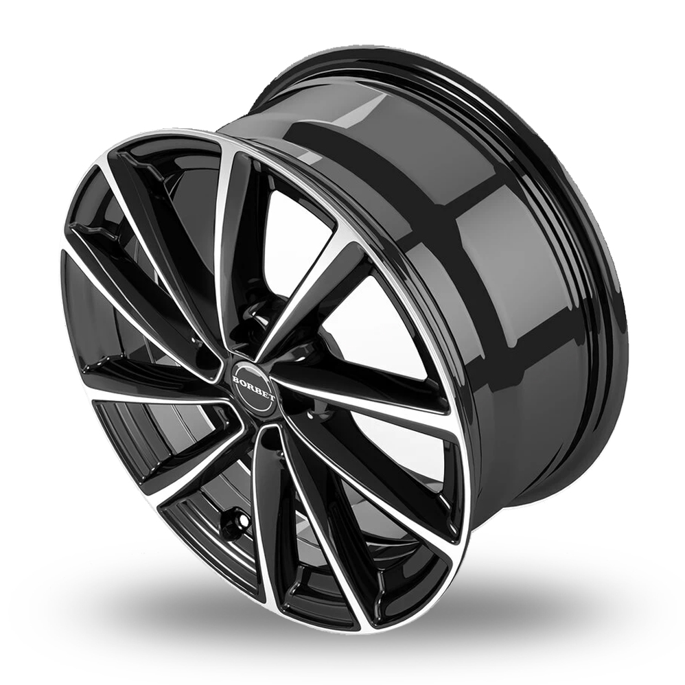 19" Borbet V Gloss Black Polished Alloy Wheels