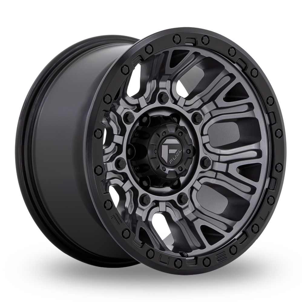 Fuel Off-Road D825 Traction (USA Warehouse) Matt Gunmetal With Black Ring Alloy Wheels