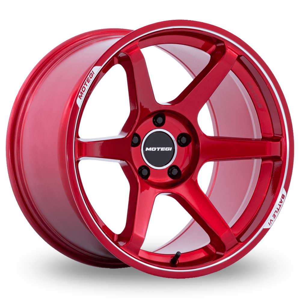 Motegi Racing MR160 Battle VI (USA Warehouse) Cherry Red Metallic With Machined Lip Alloy Wheels