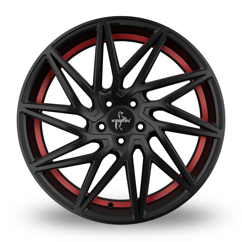 19" Keskin Tuning KT20 Matt Black Red Inside Alloy Wheels