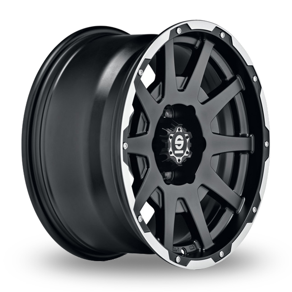 17" Sparco Dakar Matt Black Lip Polished Rivets Alloy Wheels