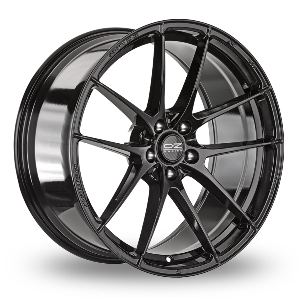 7.5x17 5x100 ET35 OZ Racing Leggera HLT (Gloss Black) (68.0cb) (S Ring) (630kg Load) (IT) Alloy Wheels