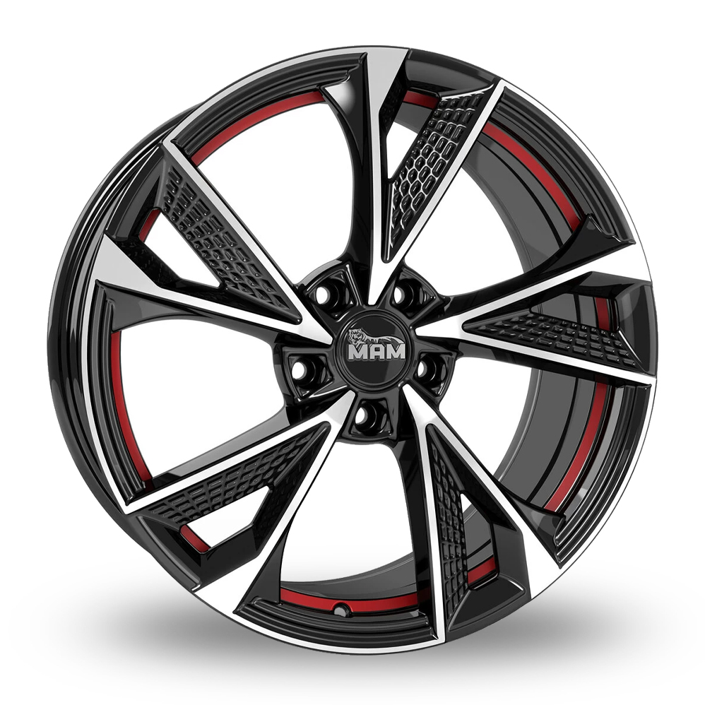 MAM RS6 Black Polished Red Inside Alloy Wheels