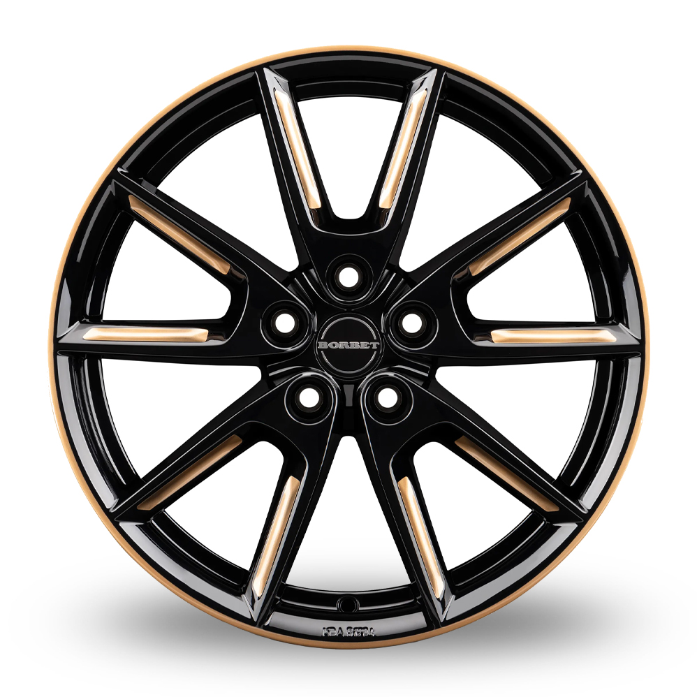 18" Borbet LX18 Gloss Black Gold Spoke Rim Alloy Wheels