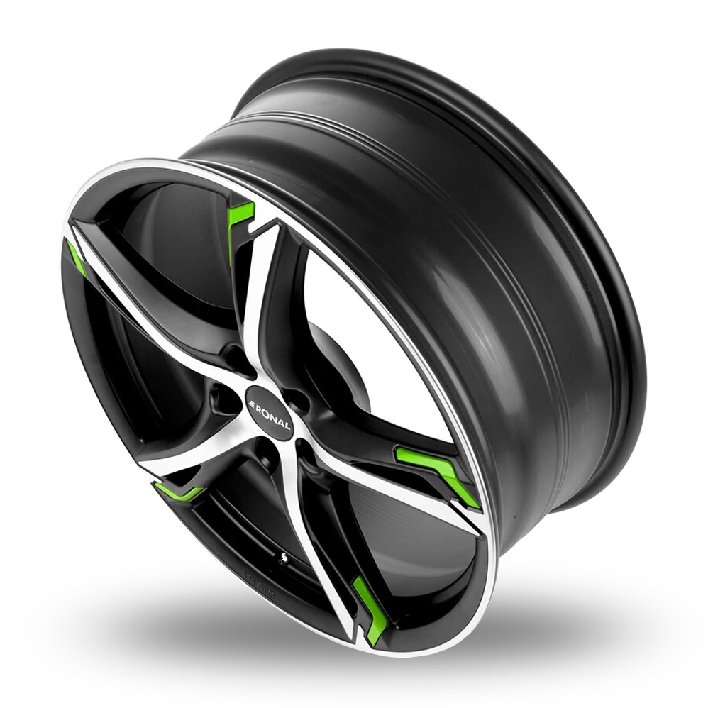 17" Ronal R62 Green Matt Black Polished Green Alloy Wheels