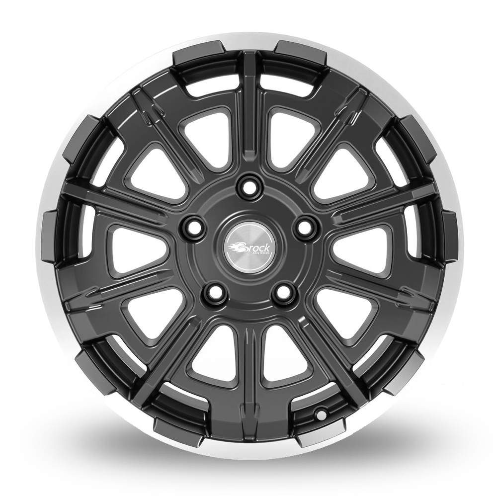 17" Brock B45 Himalaya Grey Front Polished Alloy Wheels