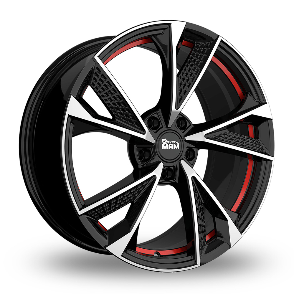 MAM RS6 Black Polished Red Inside Alloy Wheels