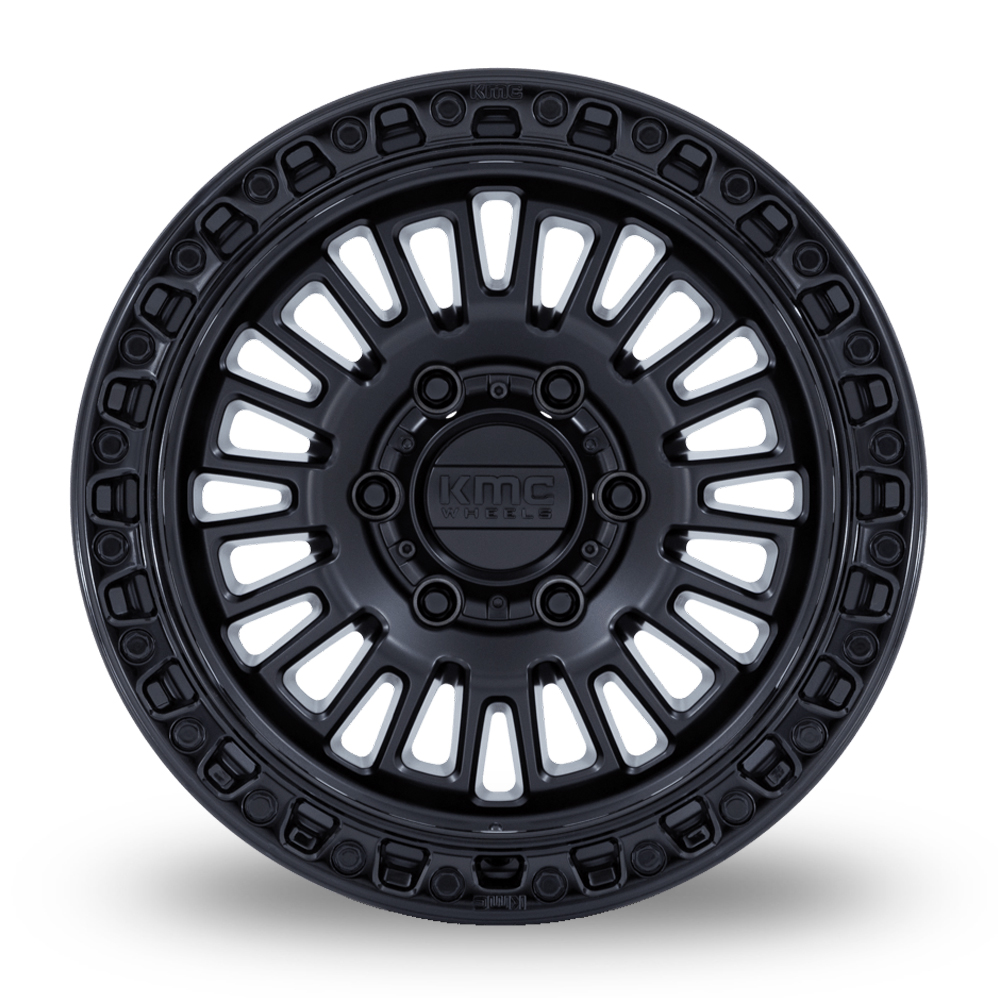 17" KMC KM554 Aztec Matte Black With Gloss Black Lip Alloy Wheels