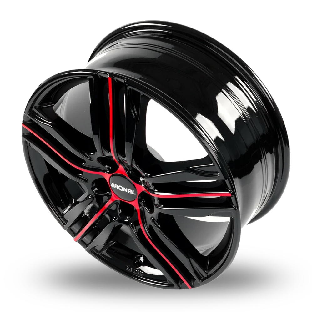 19" Ronal R57 MCR Matt Black Red Spoke Alloy Wheels
