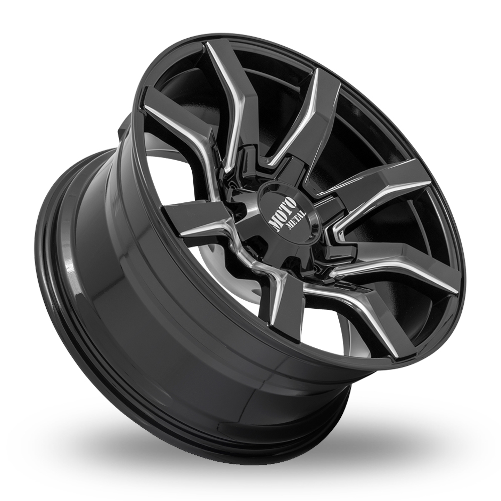 22" Moto Metal MO804 Spider Gloss Black Milled Alloy Wheels