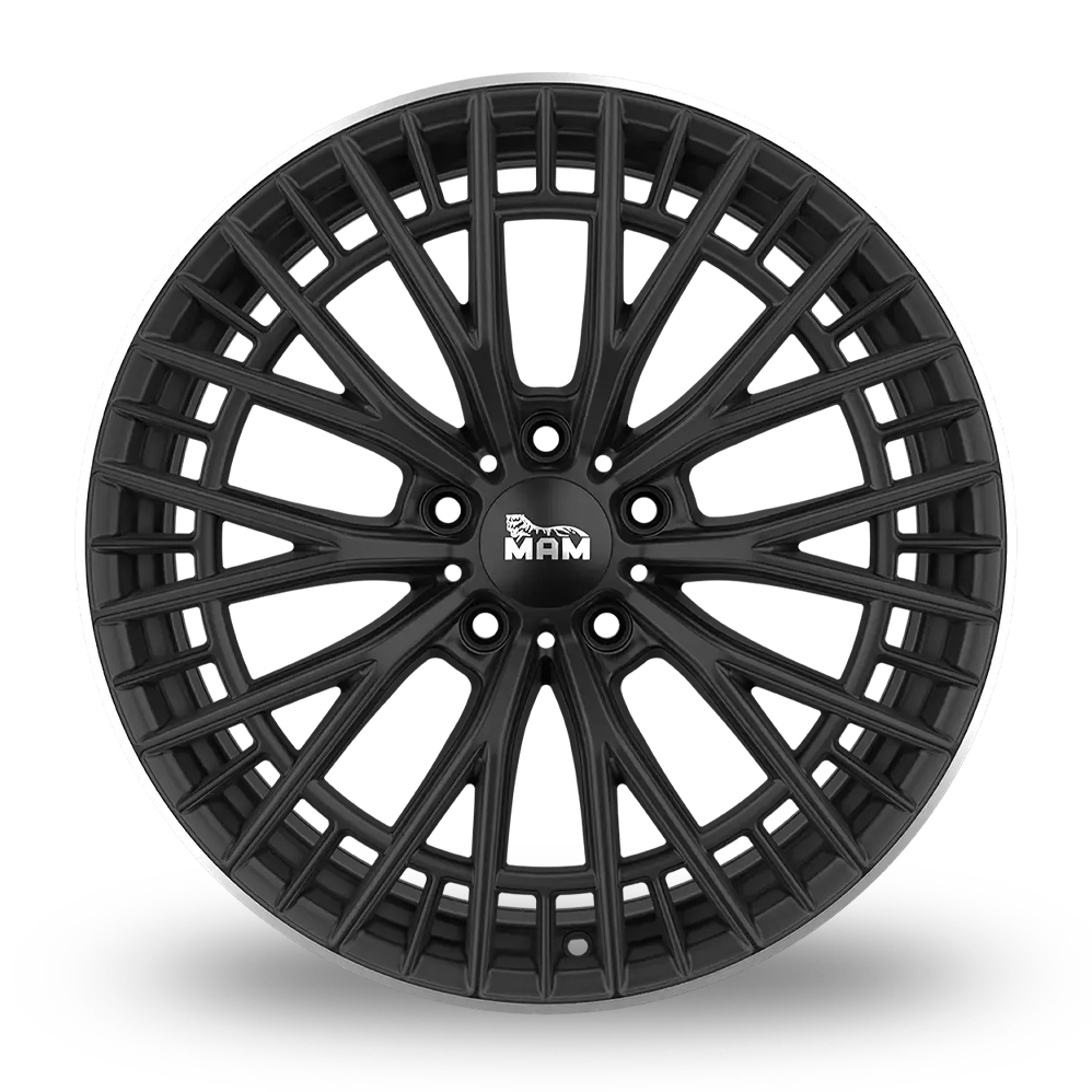 19" MAM GT2 Matt Black Polished Lip Alloy Wheels