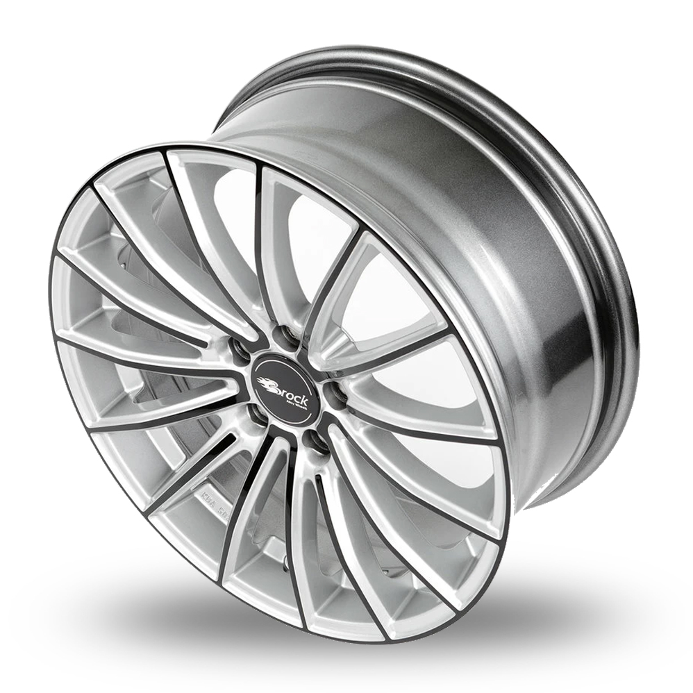 18" Brock B36 Silver Black Alloy Wheels