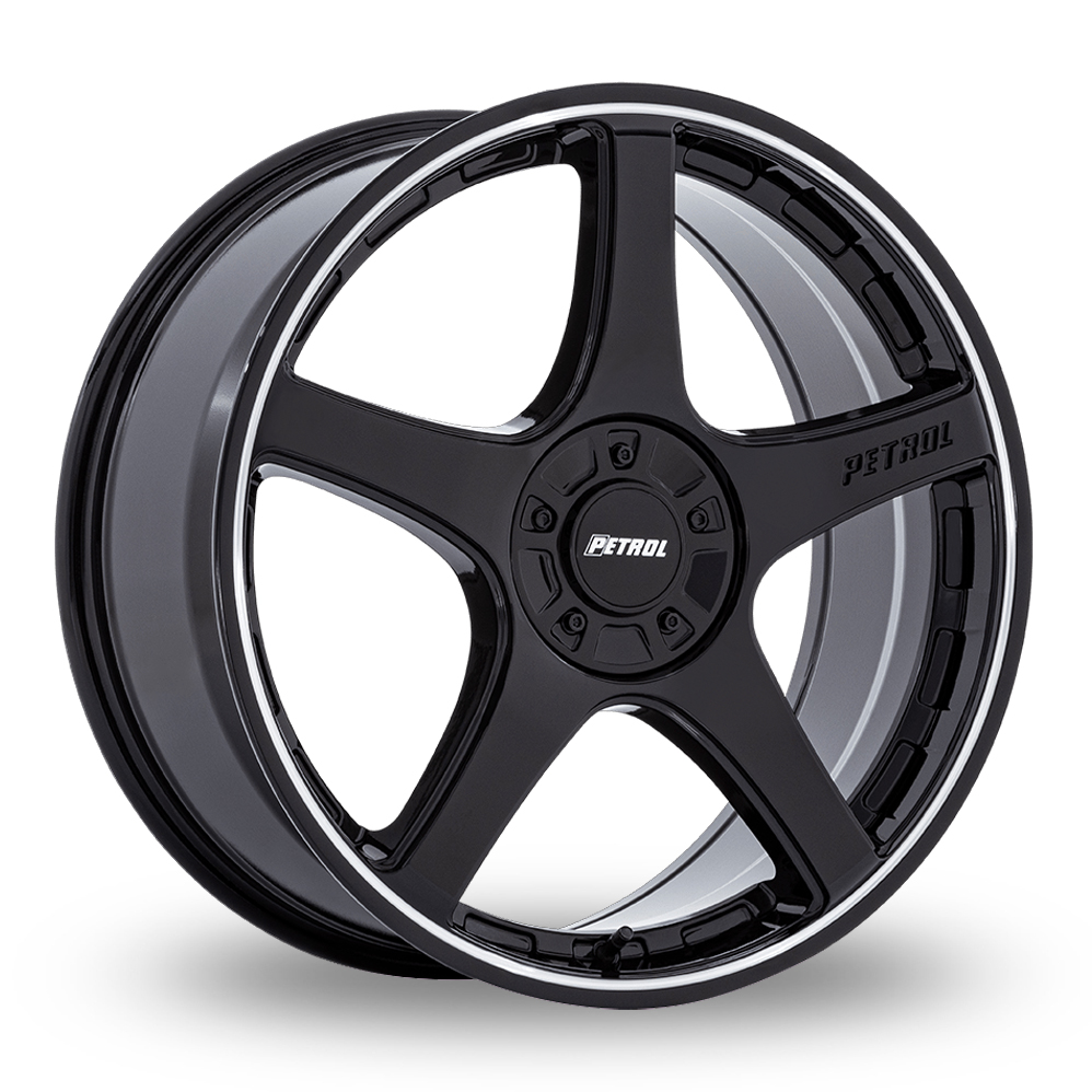 Petrol PE003 P2E (USA Warehouse) Gloss Black With Machined Lip Alloy Wheels