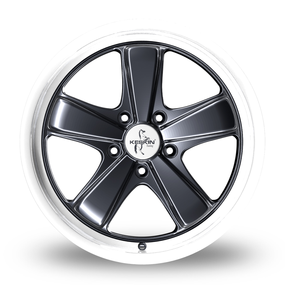 19" Keskin Tuning KTPO1 Matt Black Polished Lip Alloy Wheels