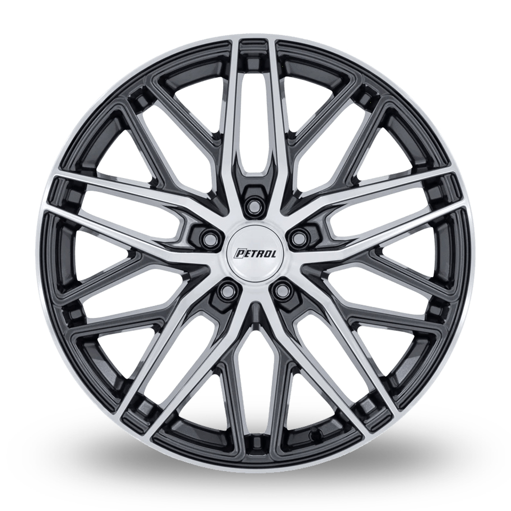 18" Petrol PE004 P3E (USA Warehouse) Gloss Gunmetal With Brushed Machined Face Alloy Wheels
