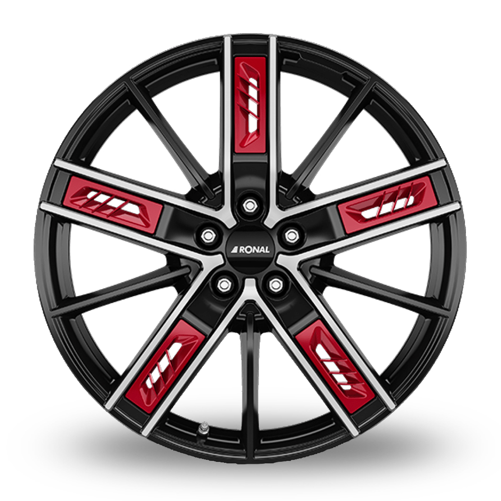 18" Ronal R67 RED Matt Black Polished Alloy Wheels
