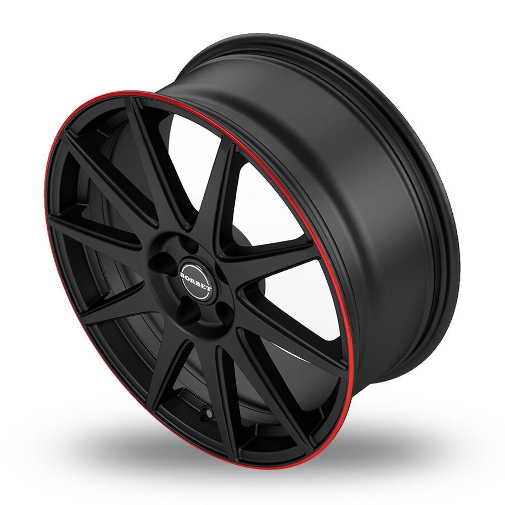 19" Borbet GTX Matt Black Red Rim Alloy Wheels