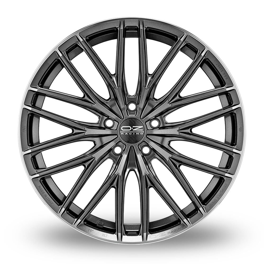 19" OZ Racing Gran Turismo HLT Star Graphite Polished Lip Alloy Wheels
