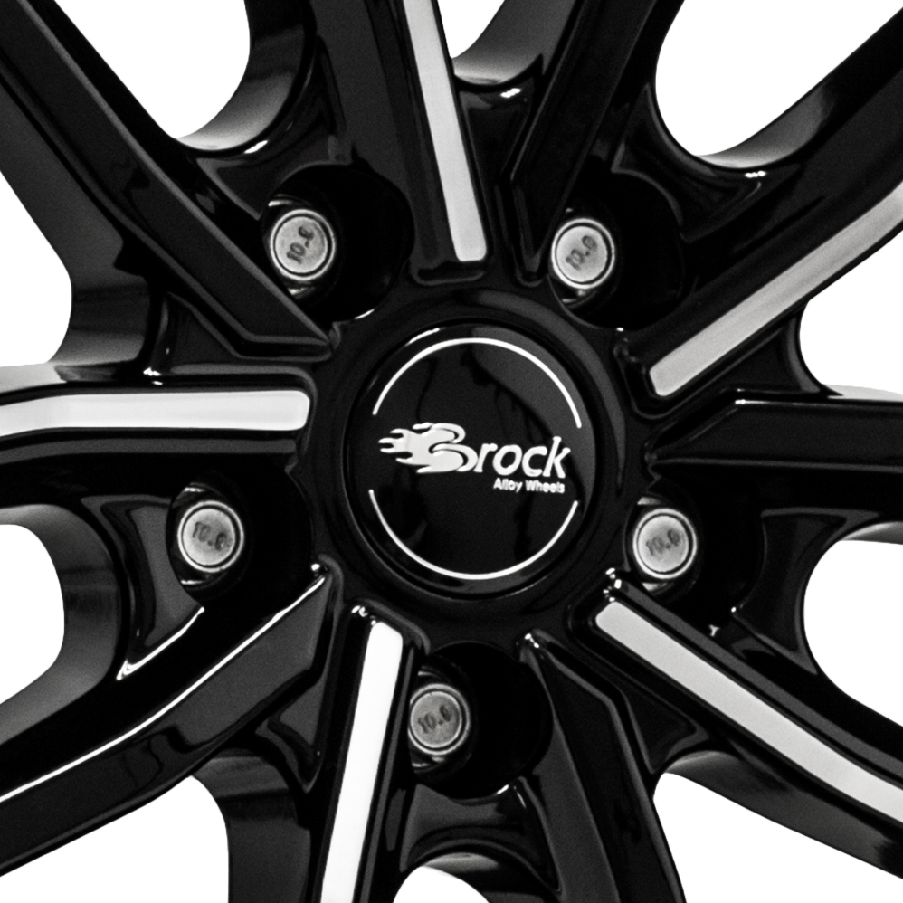 18" Brock B38 Gloss Black Polished Alloy Wheels