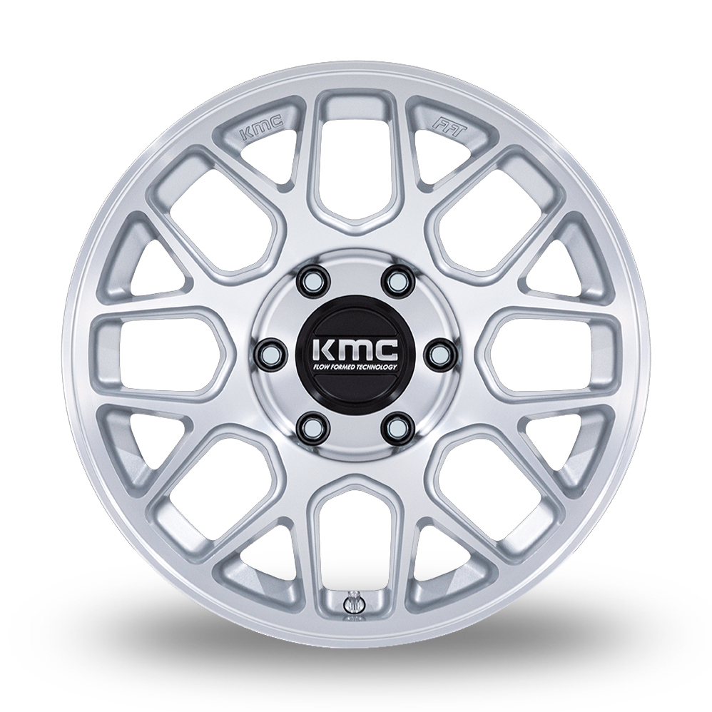 17" KMC KM730 Hatchet Gloss Silver With Machined Face Alloy Wheels