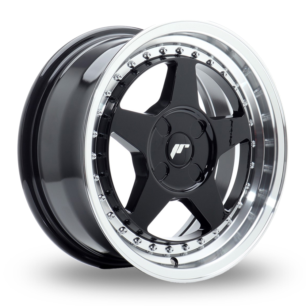 Japan Racing JR6 (7x16) (Custom Fitment) Gloss Black Machined Lip Alloy Wheels